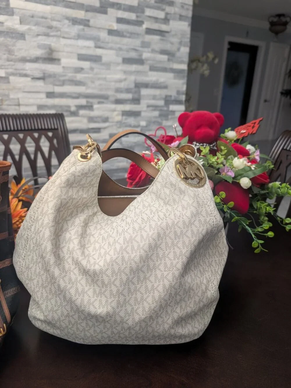 Light Beige MK Stunning Shoulder Bag